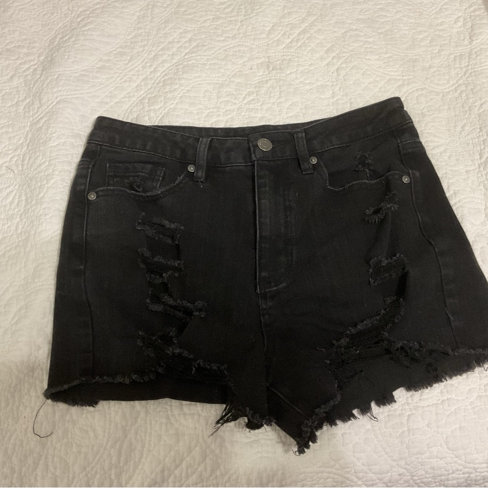 Almost Famous Black Ripped Jean Shorts